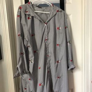 Floral striped shirt dress